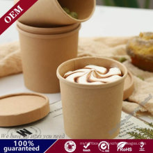 Paper Take out Containers Biodegradable Bamboo Kraft Paper Soup Ice Cream Cup Salad Bowl Takeaway Tubs